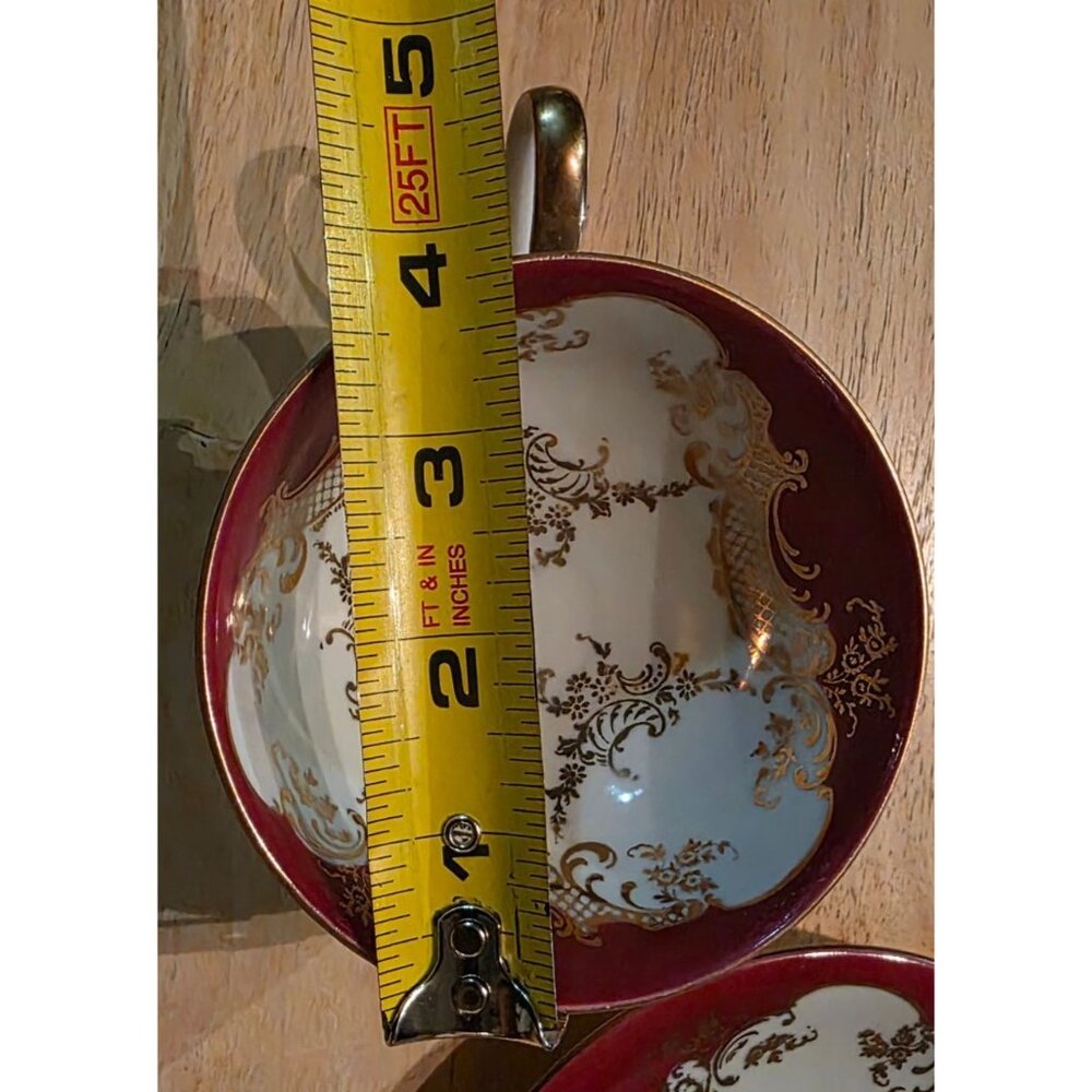 Vintage Tea Cup & Saucer Bareuther Bavaria Porcelain Red & Gold - Picture 5 of 10